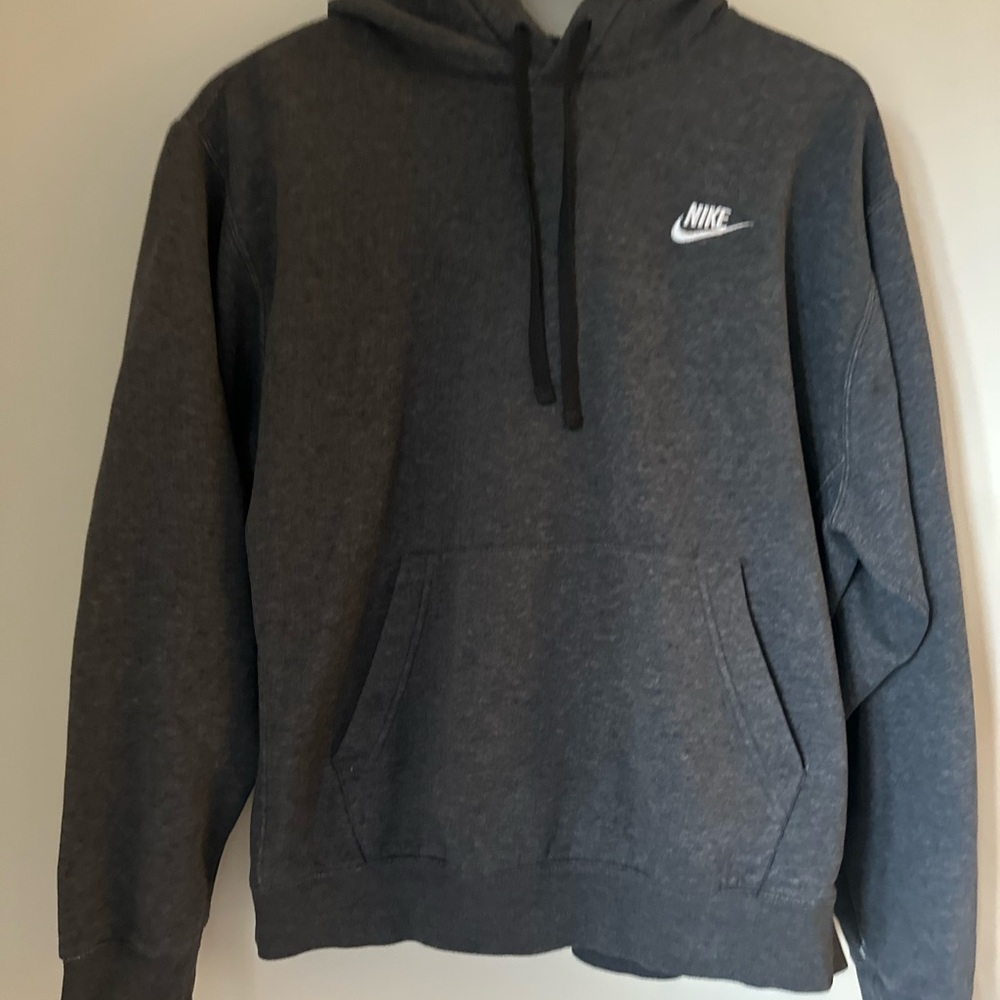 Men’s Nike Charcoal Crewneck Hoodie with White Logo